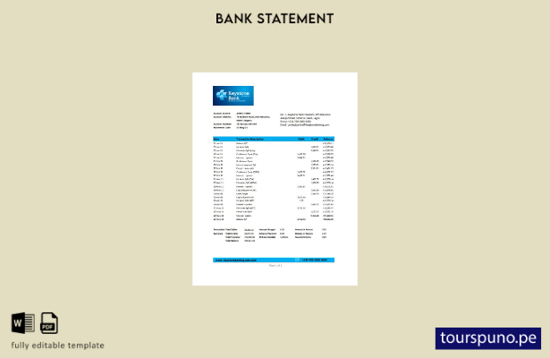 listo para imprimir plantilla de Excel de extracto bancario Keystone de Nigeria